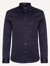 Camisa Ellus Masculina Tricoline Slim New Irish Azul Marinho