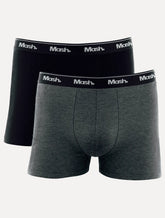 Cueca Mash Boxer Cotton Basic Preta/ Grafite Mescla Pack 2UN