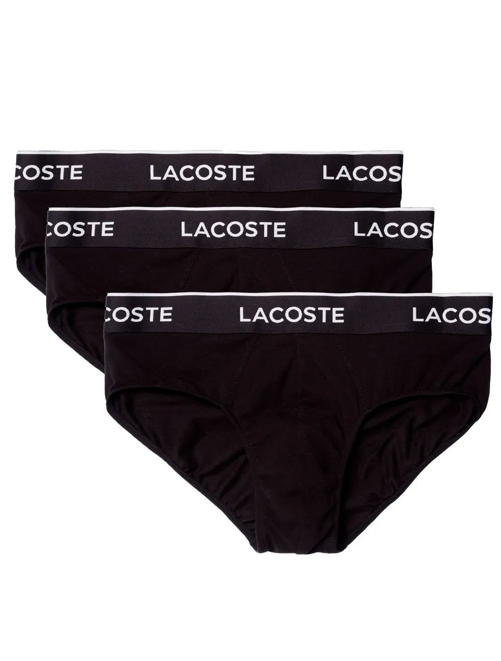 Cueca Lacoste Brief Slip Lettered Waist Preta Pack 3UN