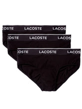 Cueca Lacoste Brief Slip Lettered Waist Preta Pack 3UN