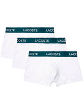 Cueca Lacoste Trunk Boxer Lettered Waist Branca Pack 3UN