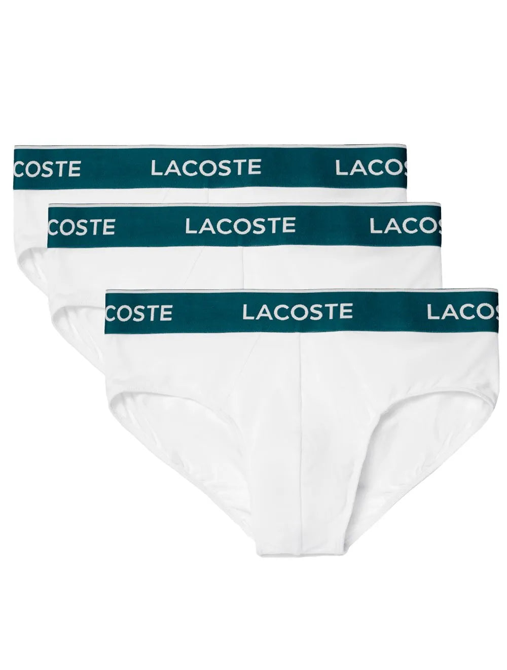 Cueca Lacoste Brief Slip Lettered Waist Branca Pack 3UN