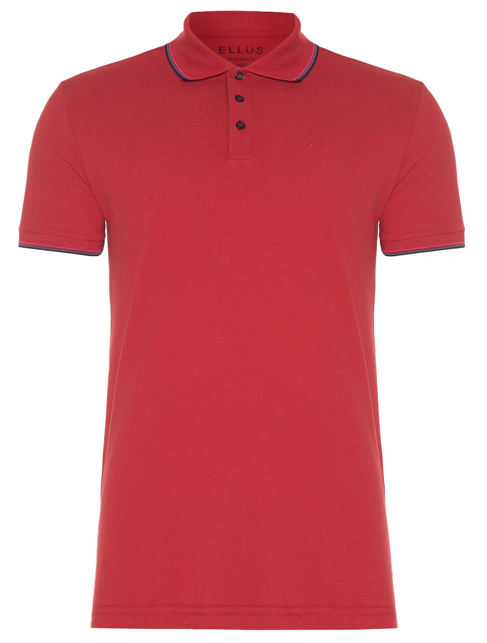 Polo Ellus Masculina Piquet Tipped Collar Vermelho Mescla