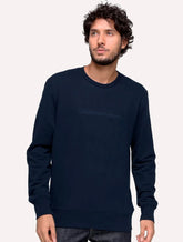 Moletom Calvin Klein Jeans Masculino Crewneck Navy Front Logo Azul Marinho