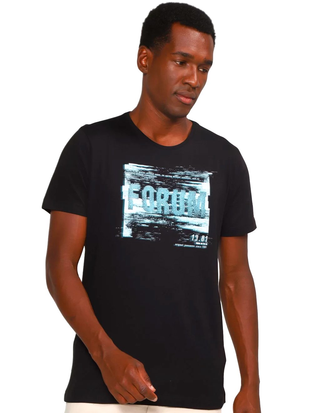 Camiseta Forum Masculina Logo Glitch Preta