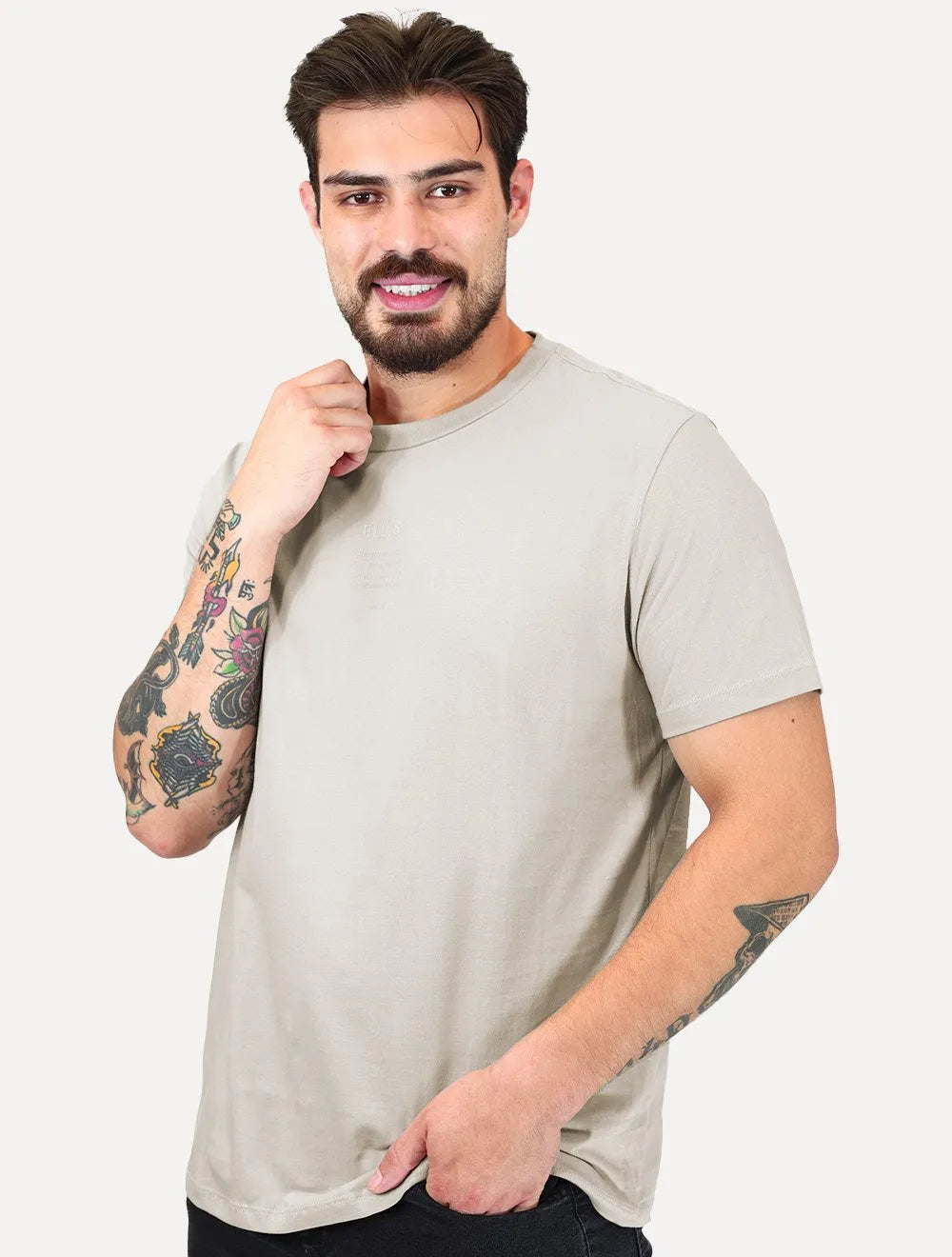 Camiseta Ellus Masculina Cotton Fine Timeless Classic Cinza Claro