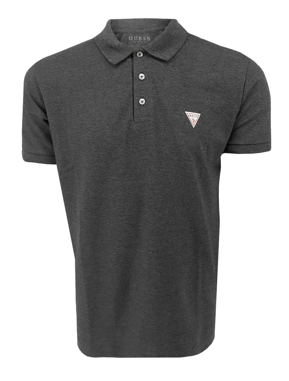 Polo Guess Masculina Piquet Tag Logo Chumbo Mescla