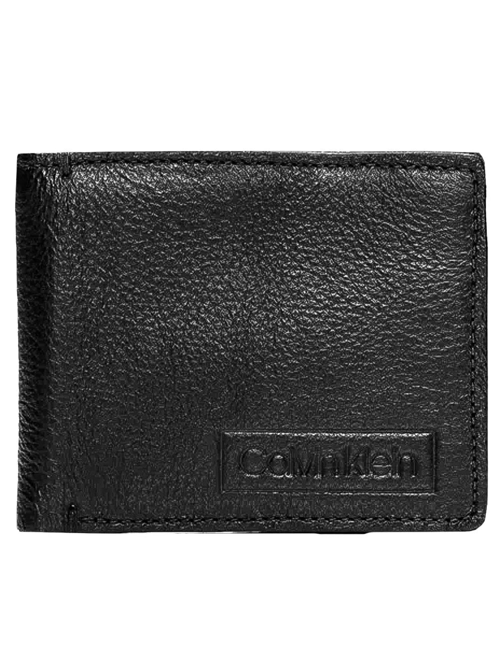 Carteira Calvin Klein Couro Texture Logo Offset Preta