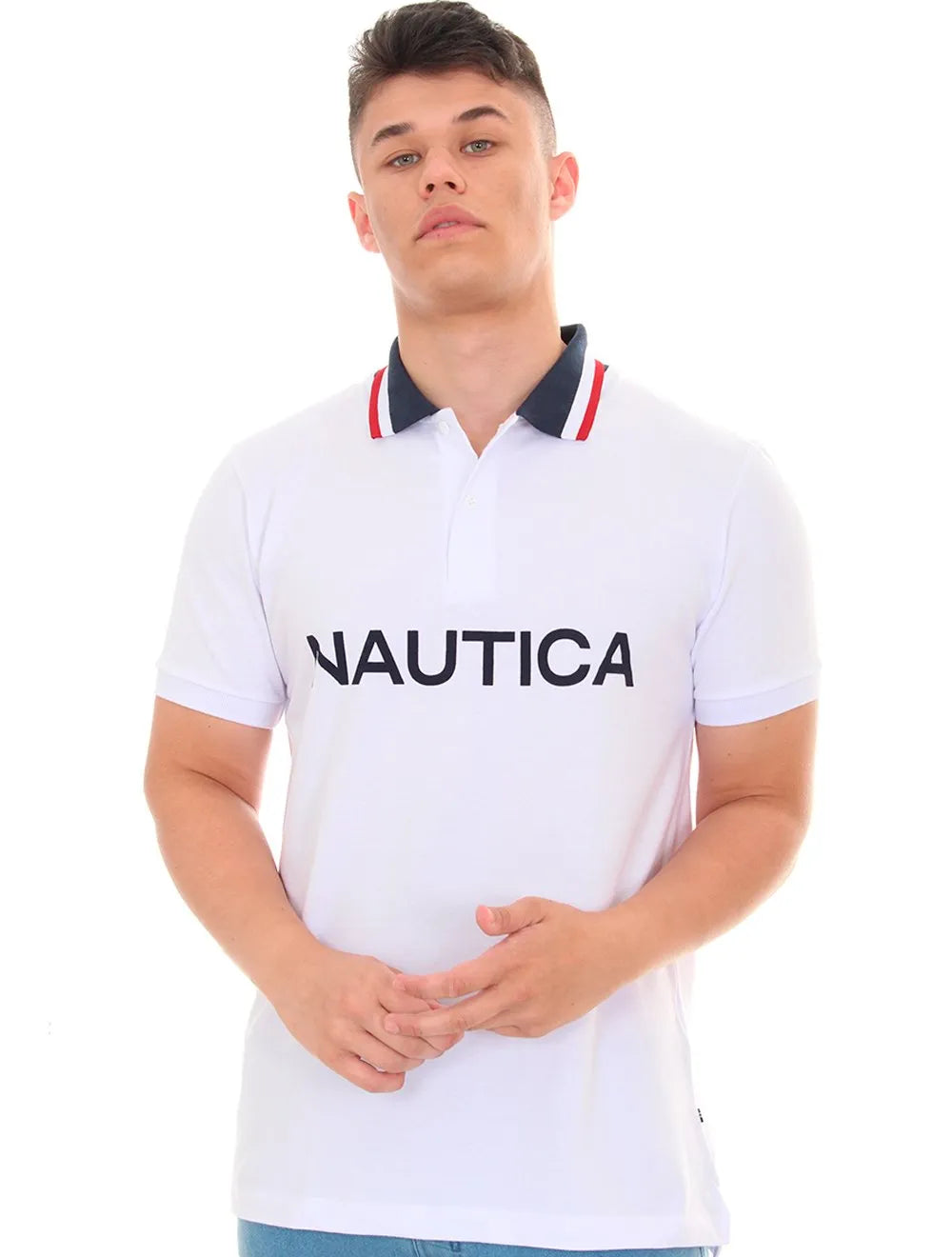 Polo Nautica Masculina Piquet Core Stamp Branca