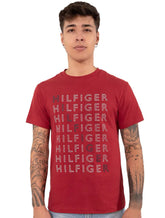 Camiseta Tommy Hilfiger Masculina Logo Repeat Tee Vermelha