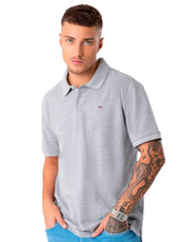 Polo Tommy Jeans Masculina Regular Original Fine Piquet Cinza Mescla