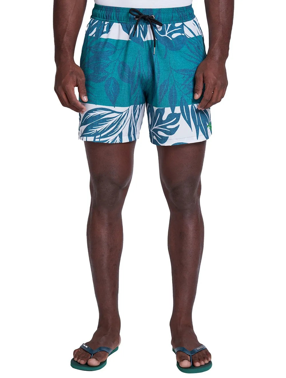 Short Dudalina Masculino D'Água Floral Verde Escuro