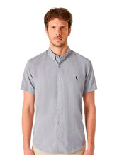 Camisa Reserva Masculina Manga Curta Oxford Color Azul Marinho Mescla