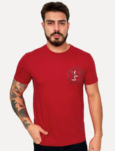 Camiseta Tommy Hilfiger Masculina Columbus H Roundle Logo Vermelho