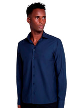 Camisa Dudalina Masculina Slim Tricoline Lisa Azul Marinho