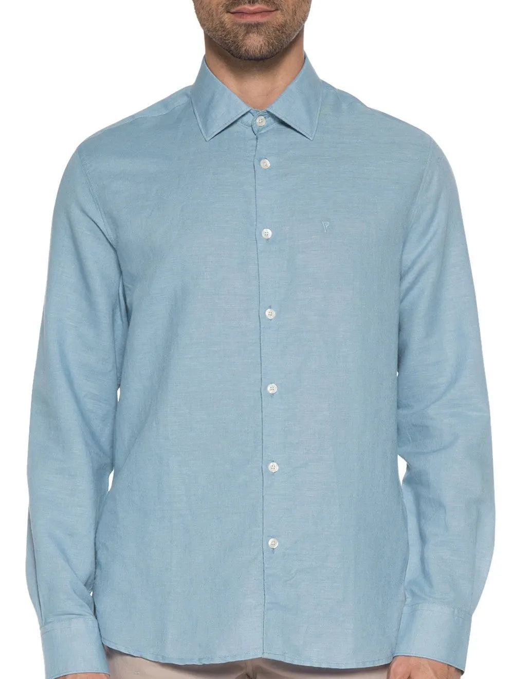 Camisa VR Masculina Casual Cotton Stretch Azul