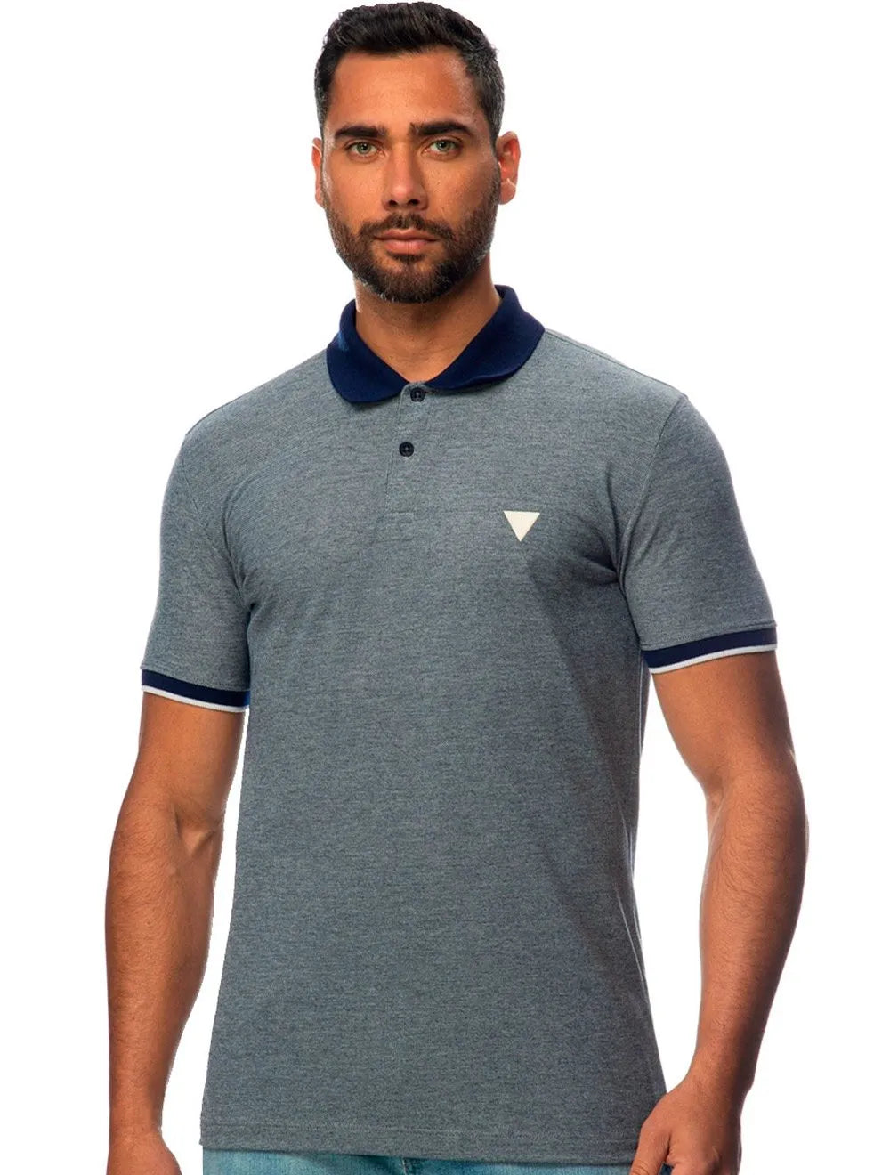Polo Guess Masculina Piquet Smart Blue Azul Marinho Mescla