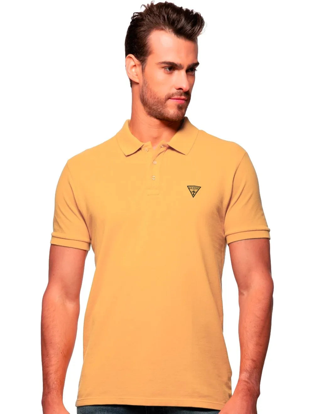 Polo Guess Masculina Piquet Slick Gold Amarela