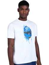 Camiseta Dudalina Masculina Regular Watercolor Leaf Branca
