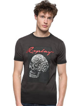 Camiseta Replay Masculina Helmet Skull Grafite