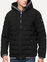 Jaqueta Calvin Klein Hoodie Matelassê Stripes Preta