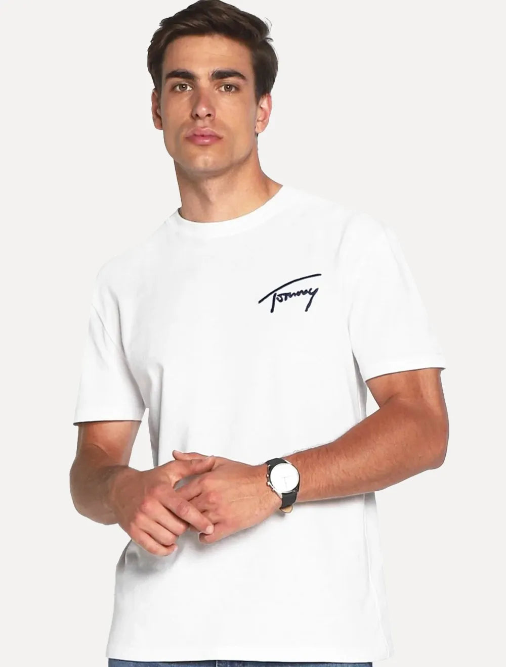 Camiseta Tommy Jeans Masculina Embroidered Signature Branca