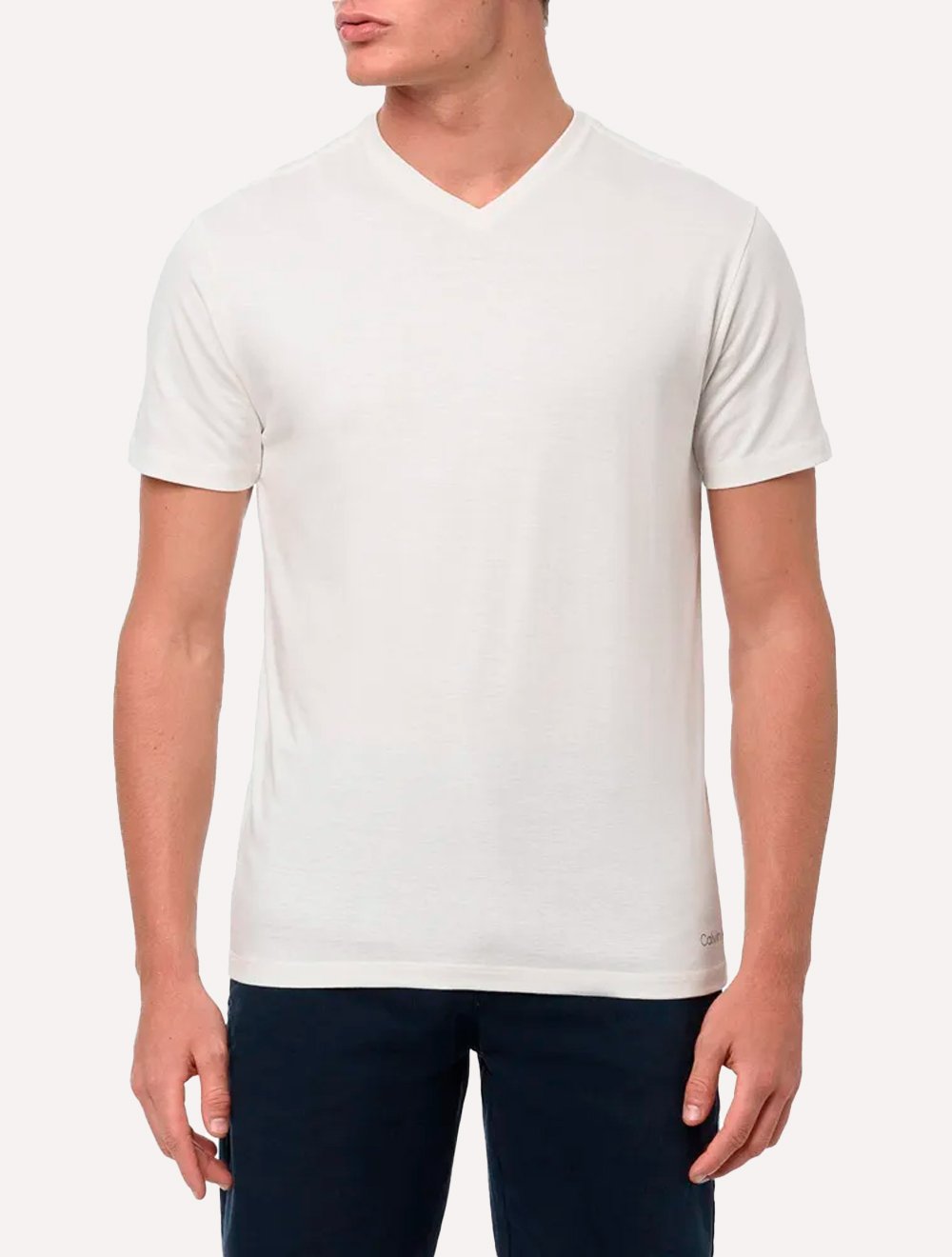 Camisetas Calvin Klein Underwear V-Neck Brancas Pack 2UN