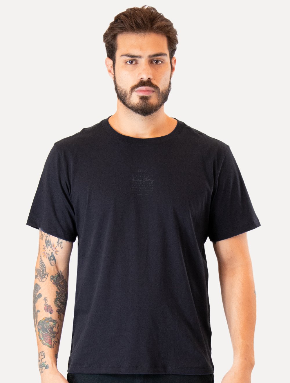 Camiseta Ellus Masculina Cotton Fine Timeless Classic Azul Petróleo