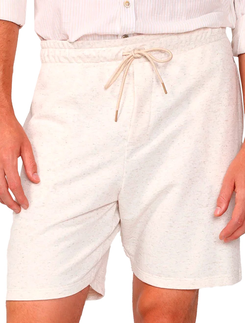 Bermuda Dudalina Masculina Moletom Linho Cordão Areia Mescla