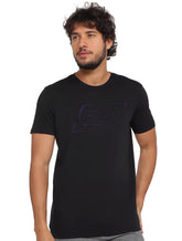 Camiseta Ellus Cotton Fine Blue Maxi Splash Logo Preta