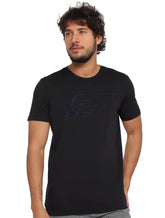 Camiseta Ellus Cotton Fine Blue Maxi Splash Logo Preta