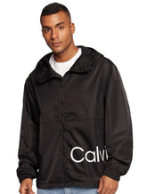 Jaqueta Calvin Klein Jeans Masculina Hoodie Colorblock Lateral Logo Preta