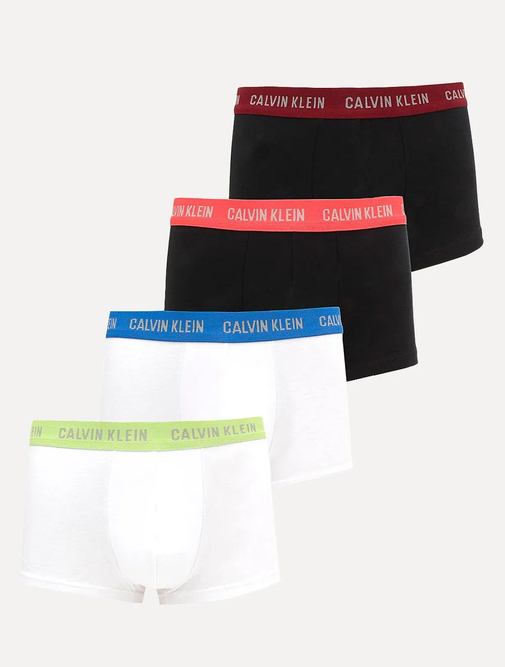 Cueca Calvin Klein Low Rise Trunk Classic 4 Colors Preta e Branca C11.07 ST01 Pack 4UN