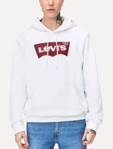 Moletom Levis Masculino Canguru Batwing Com Capuz Branco