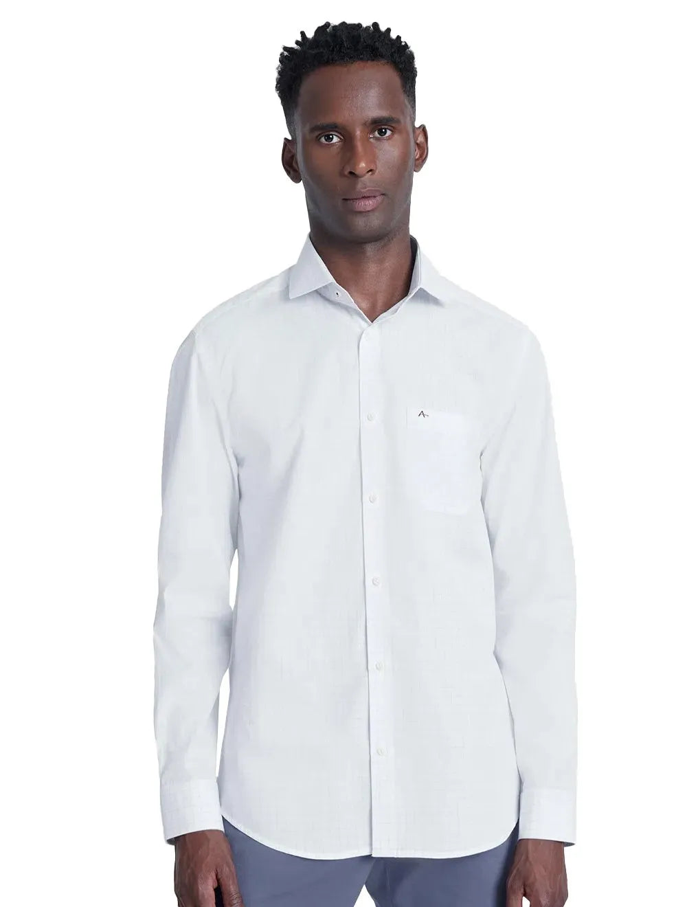 Camisa Aramis Masculina Regular Tricoline Xadrez Azul/Branca