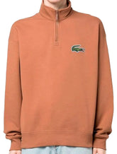 Moletom Lacoste Masculino Loose Fit Big Croco Half-Zip Marrom
