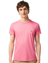 Camiseta Lacoste Masculina Jersey Pima Cotton Rosa Forte