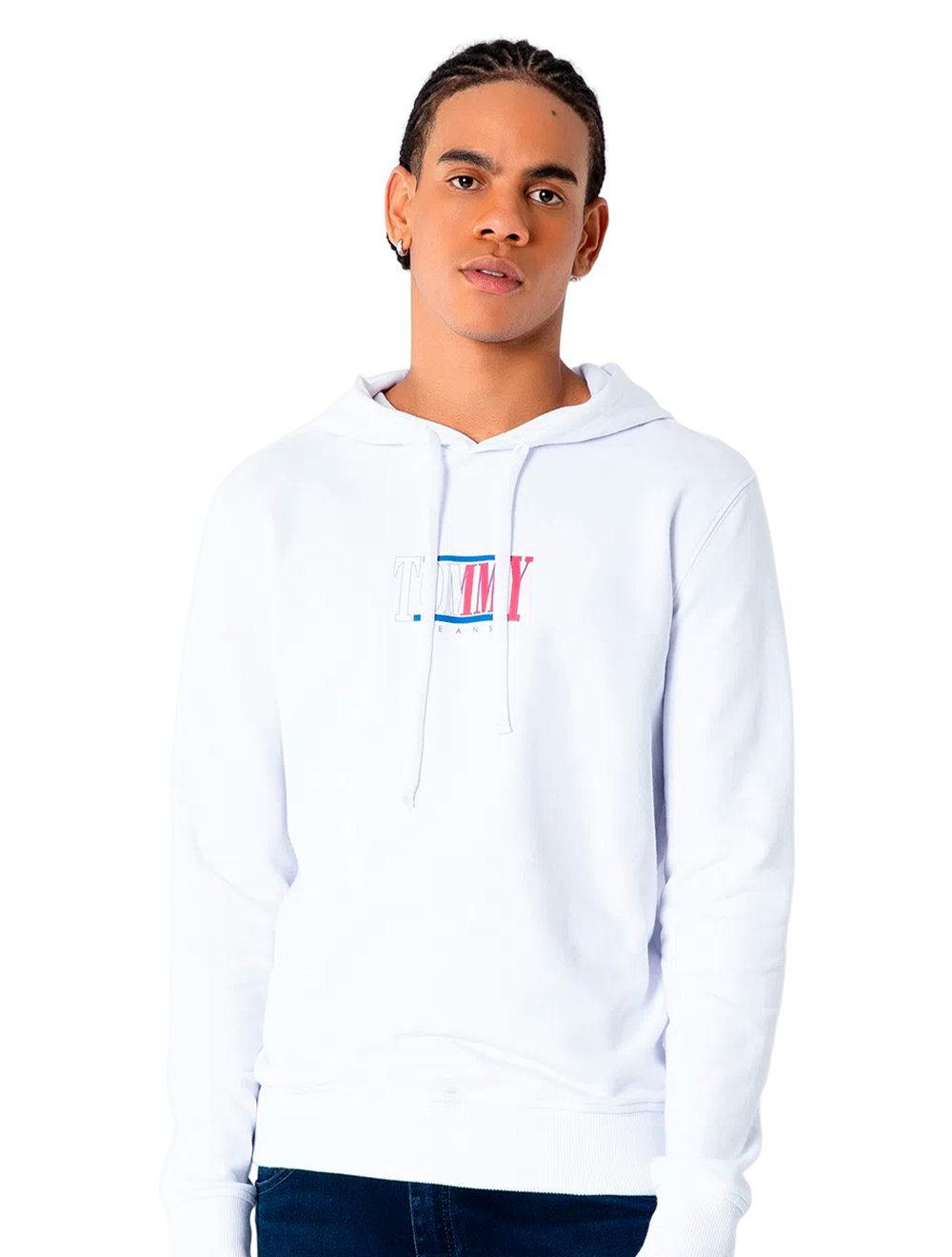 Moletom Tommy Jeans Masculino Regular Hoodie Essential Graphic Branca
