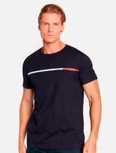 Camiseta Tommy Hilfiger Masculina Two Tone Chest Stripe Azul Marinho
