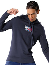 Moletom Tommy Jeans Masculino Regular Crewneck Essential Graphic Hoodie Azul Marinho