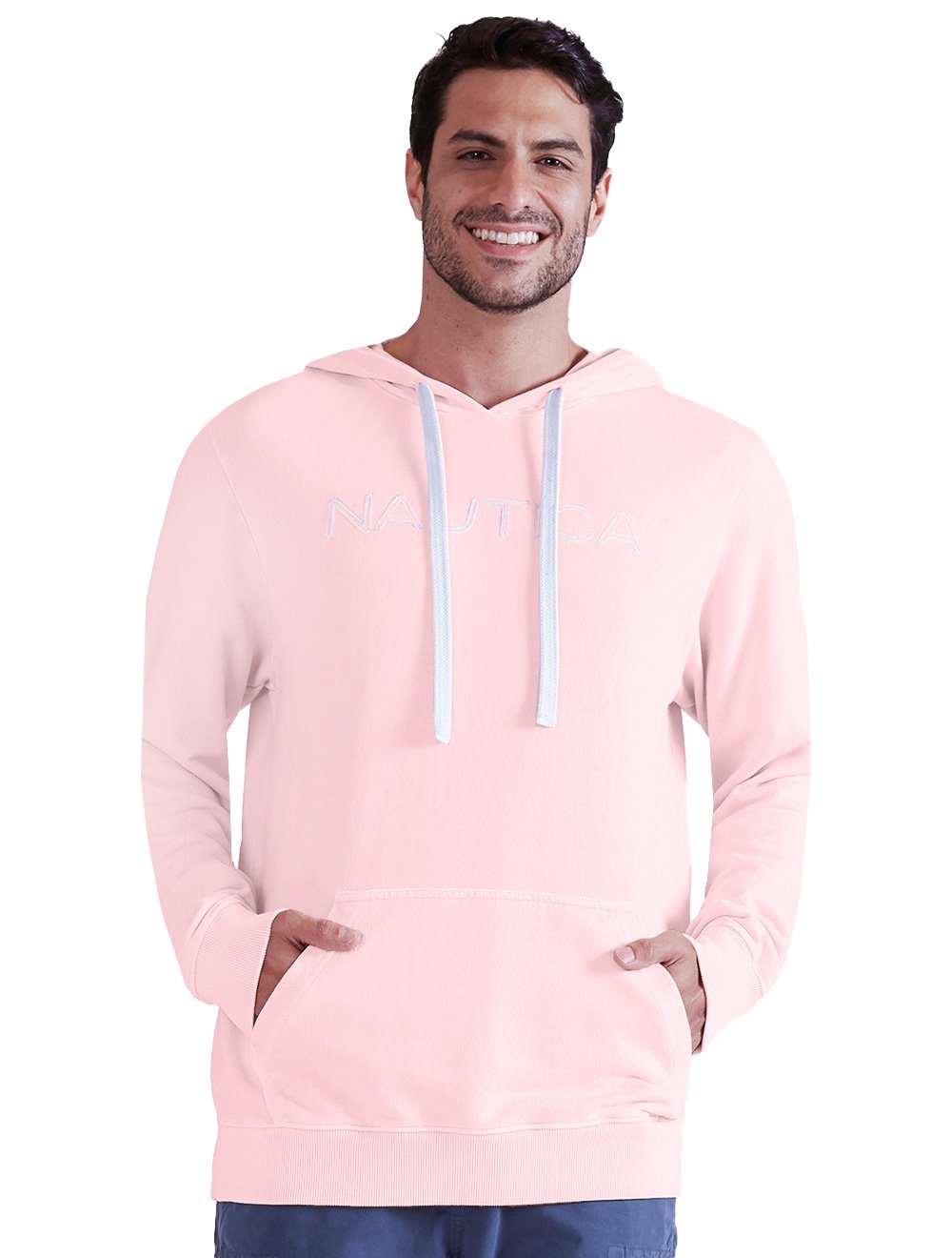 Moletom Nautica Masculino Hoodie Laundry Embroidered Rosa Claro