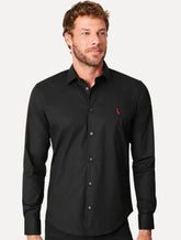 Camisa Reserva Masculina Casual Stretch Enxuto Preta