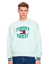 Moletom Tommy Jeans Masculino Crewneck Boxy Arched Logo Verde Claro