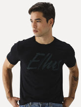 Camiseta Ellus Masculina Maxi Logo Classic Green Brush Preta