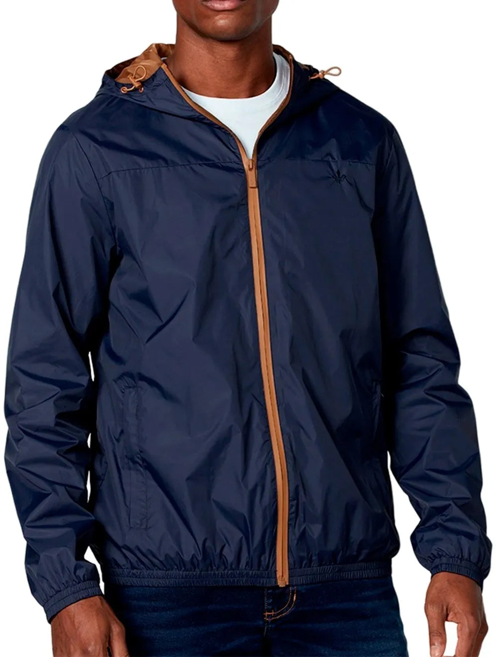 Jaqueta Dudalina Masculina Nylon Hoodie Corta Vento Azul Marinho