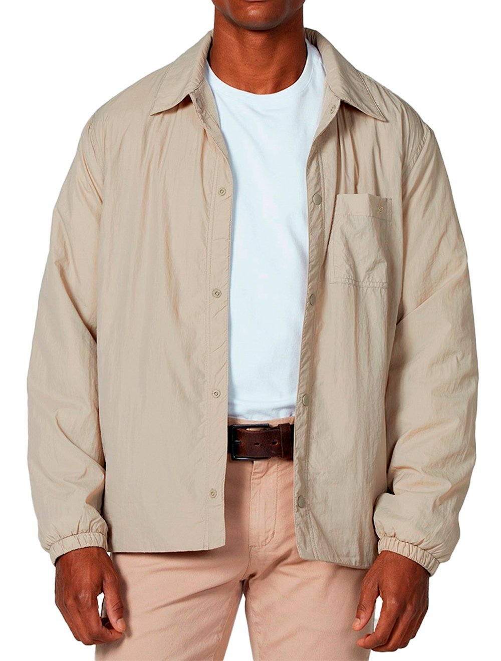 Jaqueta Dudalina Masculina Nylon Leve Forro Lã Cáqui Claro