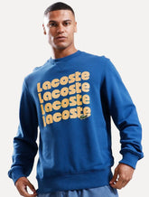 Moletom Lacoste Masculino Crewneck Classic Fit Khaki Logo Azul
