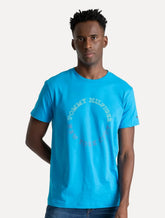 Camiseta Tommy Hilfiger Masculina Monotype Roundle Logo Azul Capri