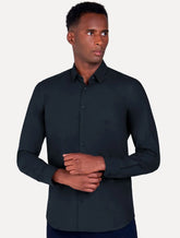 Camisa Dudalina Masculina Milano Tricoline Lisa Azul Marinho