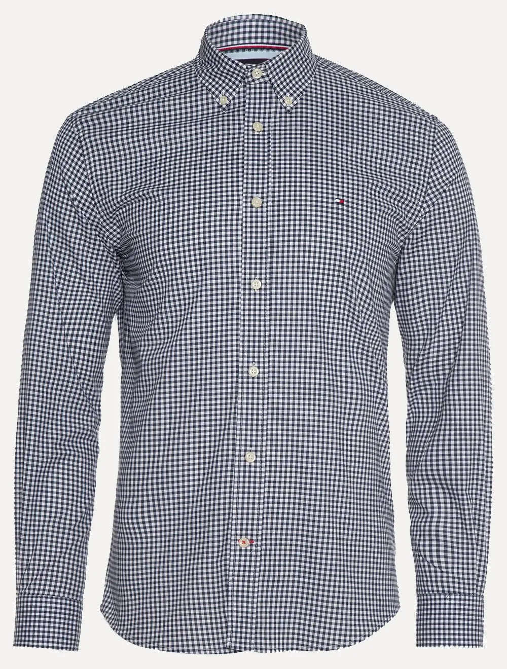 Camisa Tommy Hilfiger Masculina Xadrez Gingham Branca/Marinho
